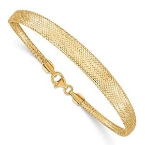 Real 10K Yellow Gold Stretch Mesh Bracelet with Lobster Clasp 6.92mm  7"